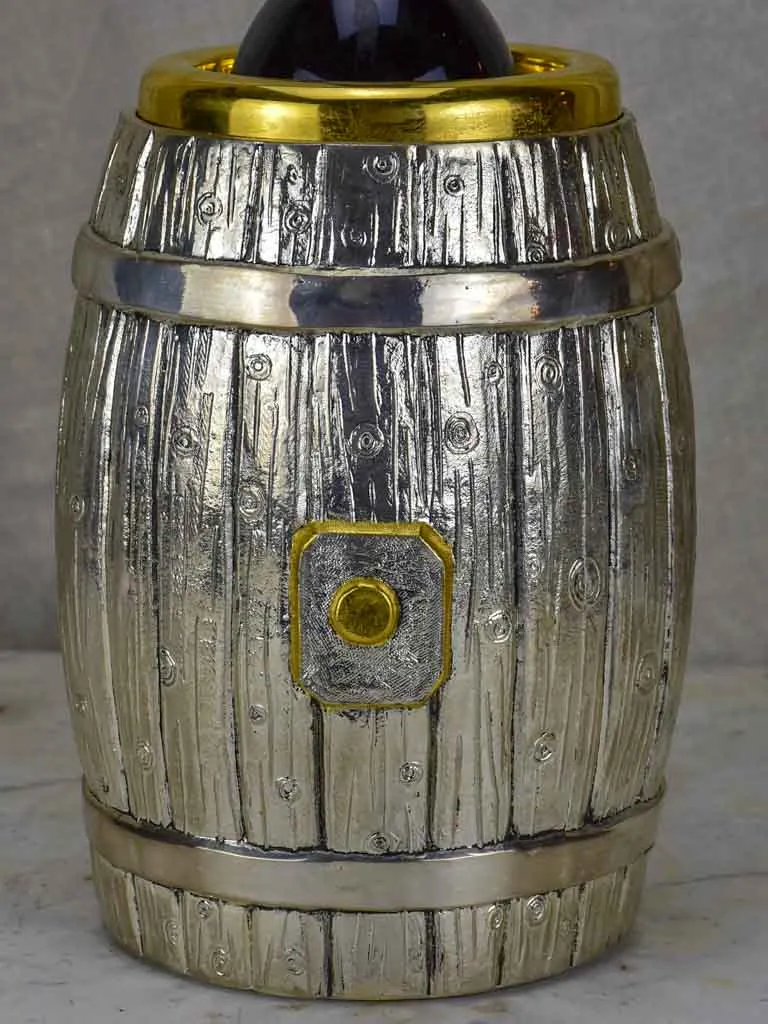 1970's Italian ice bucket in the shape of a wine barrel
