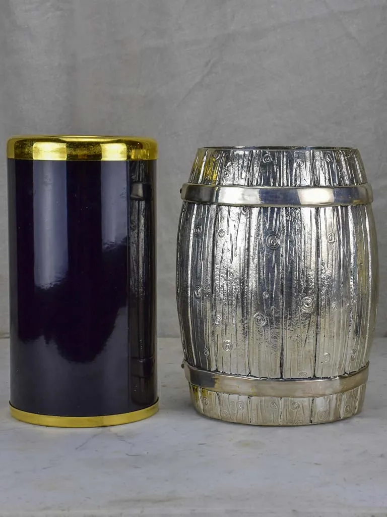 1970's Italian ice bucket in the shape of a wine barrel