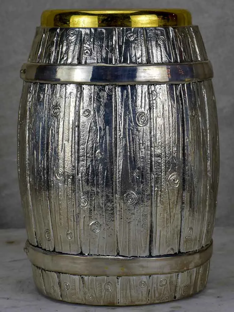 1970's Italian ice bucket in the shape of a wine barrel