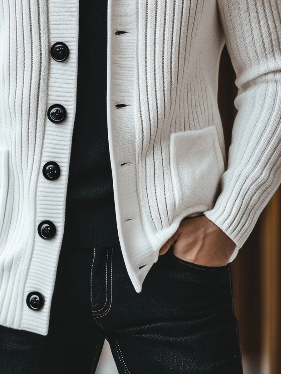 【24-hour shipping】Casual Stand Collar Button Knit Cardigan