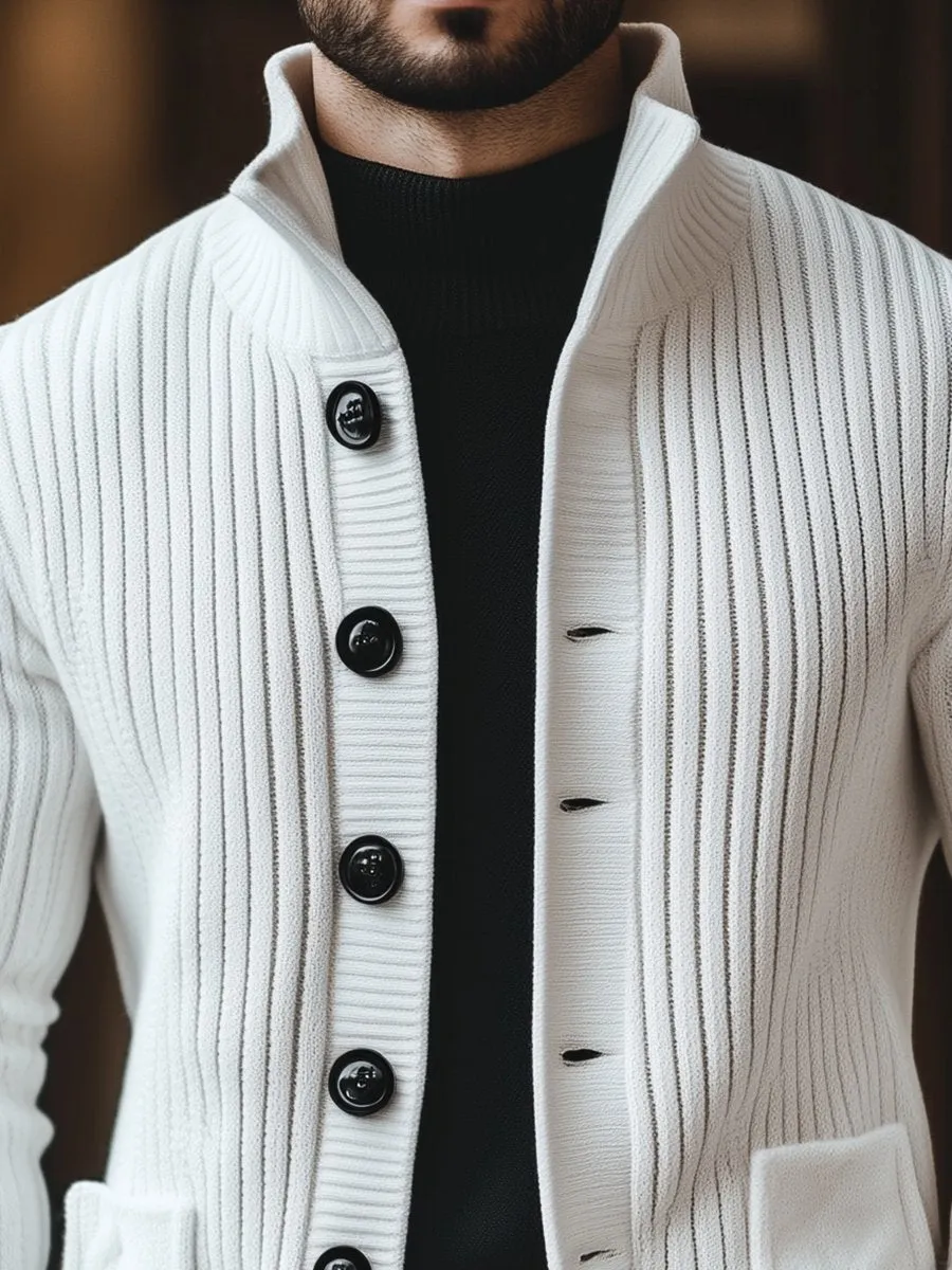 【24-hour shipping】Casual Stand Collar Button Knit Cardigan