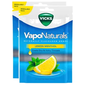 2x Vicks Vaponaturals Throat Lozenges Lemon Menthol Resealable