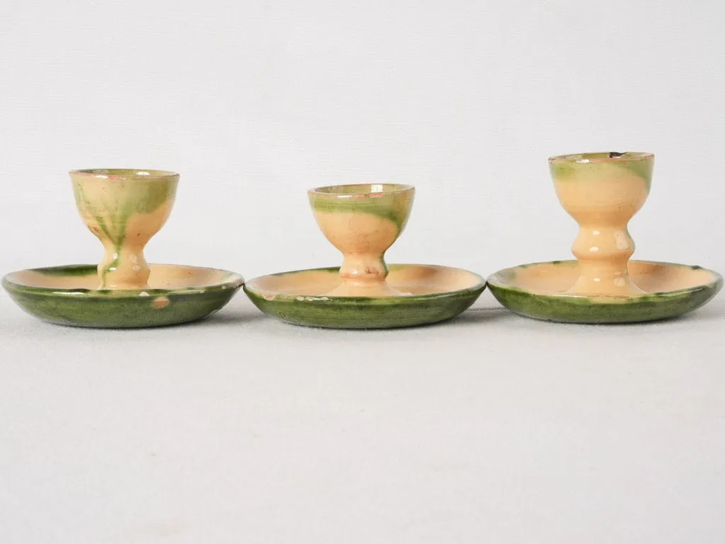 3 antique French egg cups - Dieulefit 2¾"