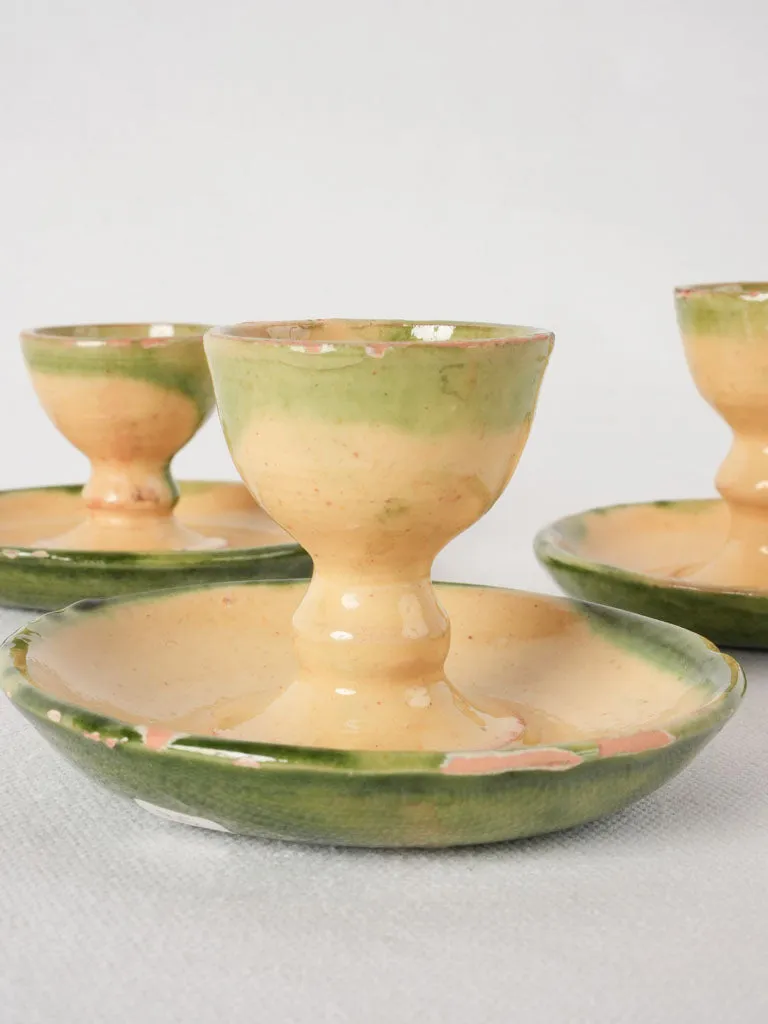 3 antique French egg cups - Dieulefit 2¾"