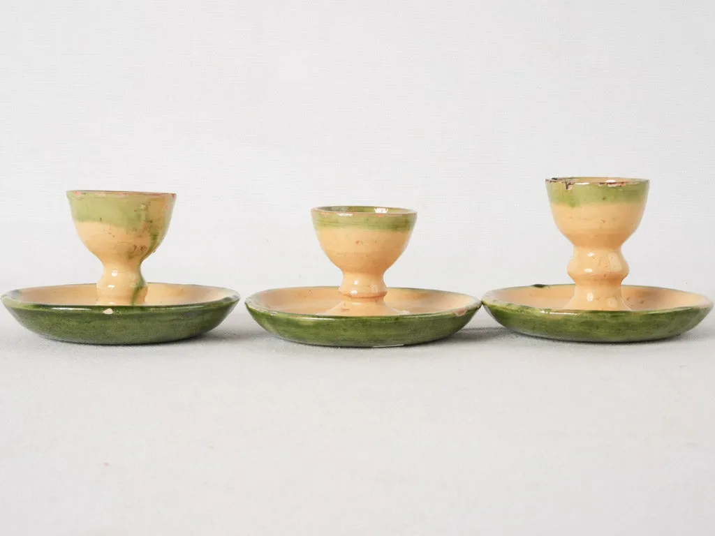 3 antique French egg cups - Dieulefit 2¾"