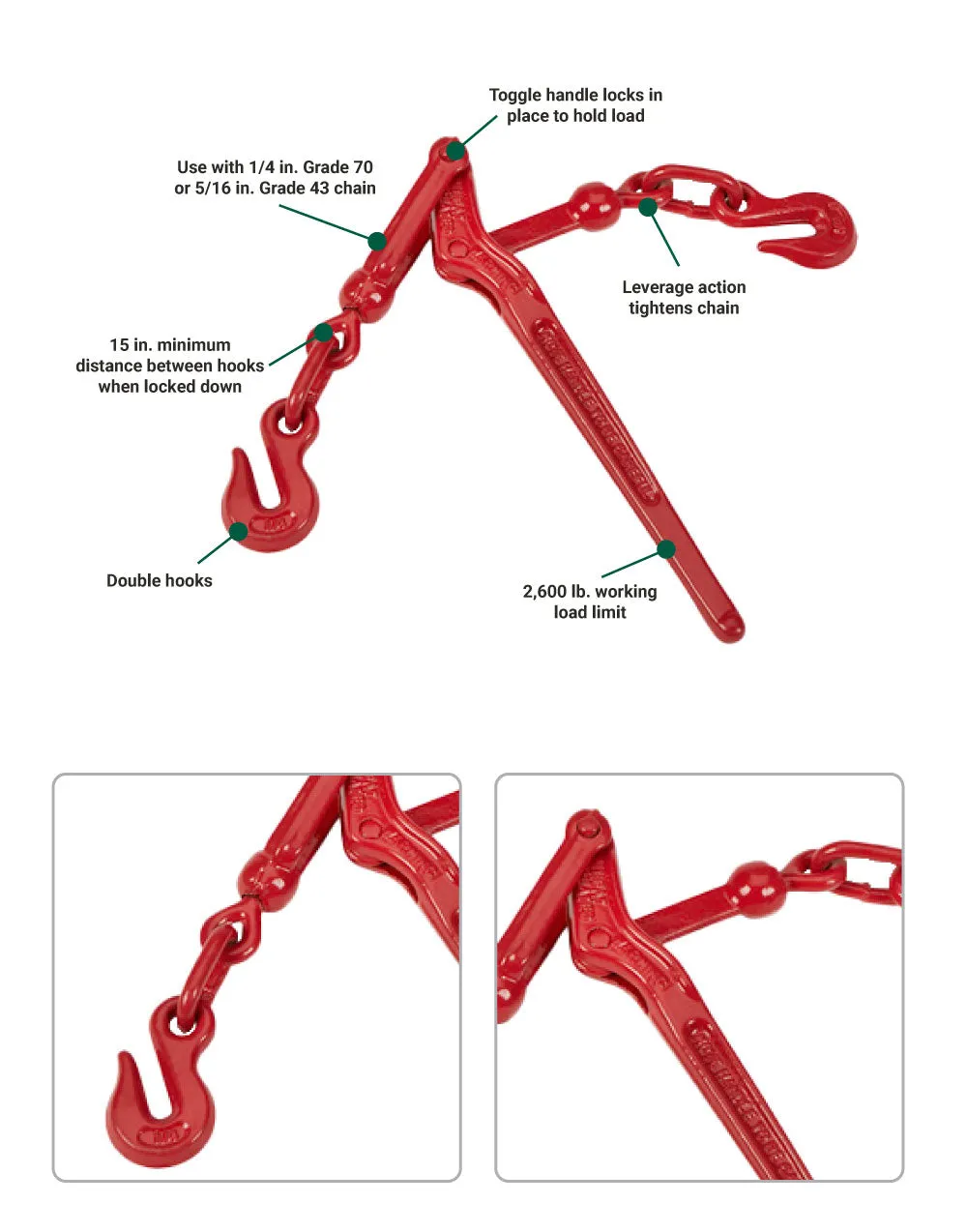 (52496.ULT) Ultra-Tow 1/4-In. Lever Chain Binder | 5,400-Lb. Capacity