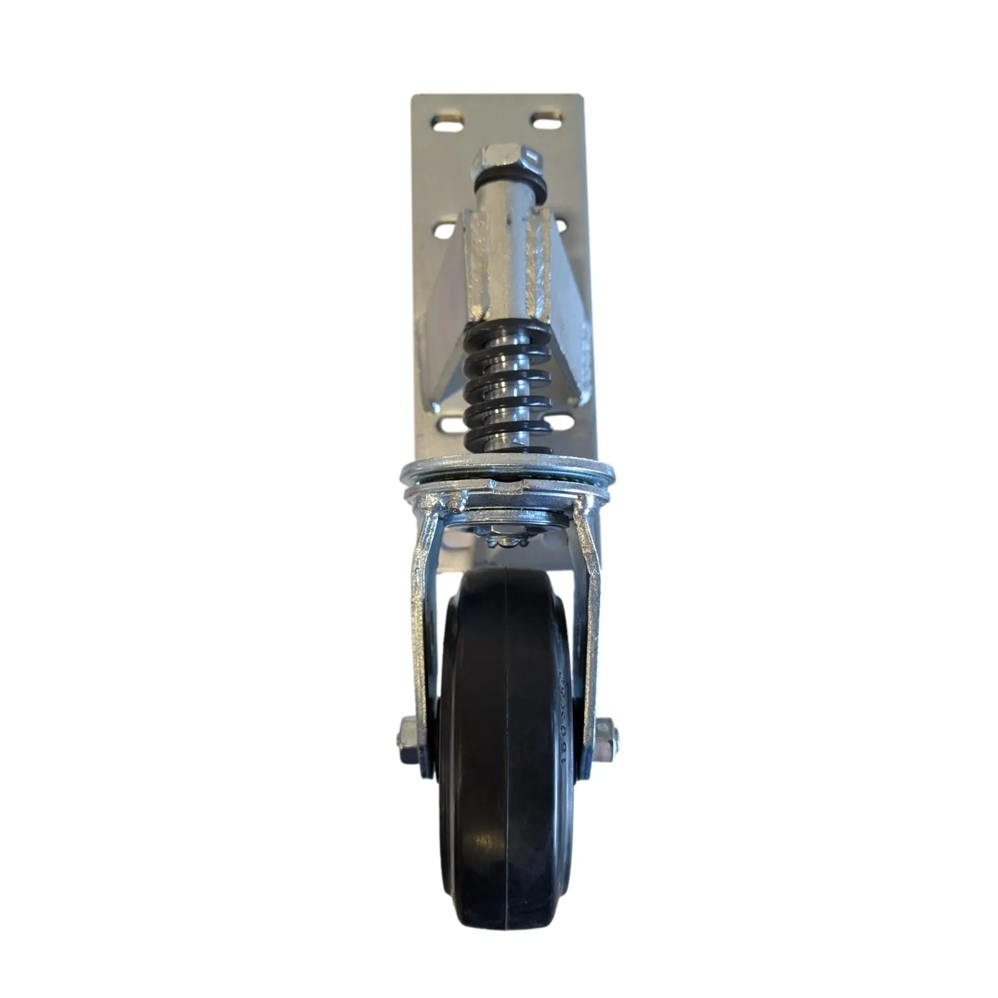 6" x 2" Rubber on Nylon Wheel Heavy Duty Spring Gate Caster
