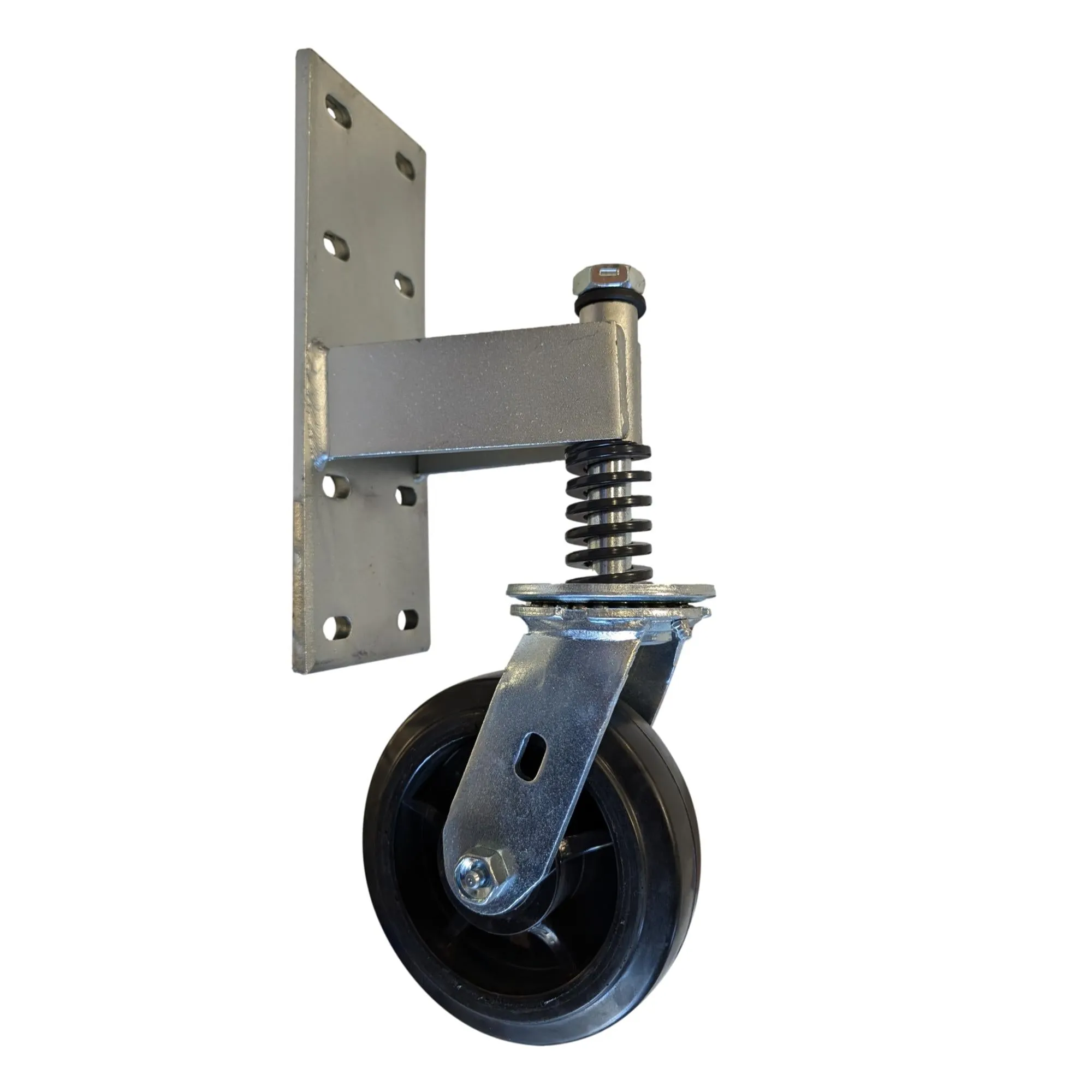 6" x 2" Rubber on Nylon Wheel Heavy Duty Spring Gate Caster