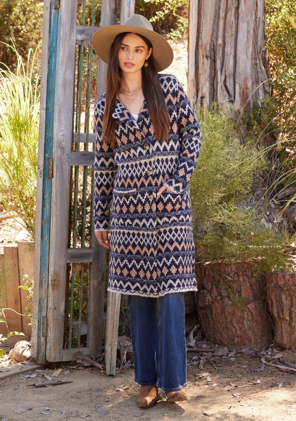 Alex Chevron Jacquard Coatigan