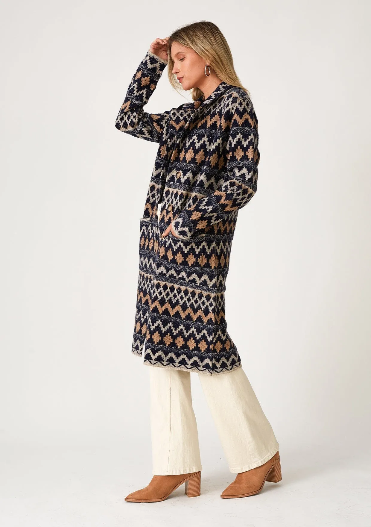Alex Chevron Jacquard Coatigan