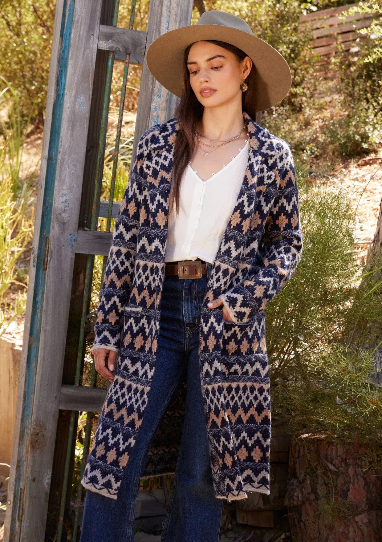 Alex Chevron Jacquard Coatigan
