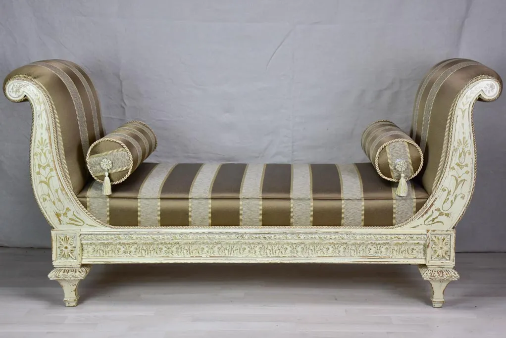 Antique Day bed with striped upholstery 59¾"