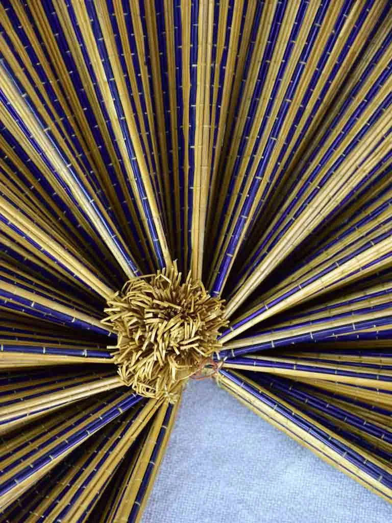 Antique French hand fan - straw