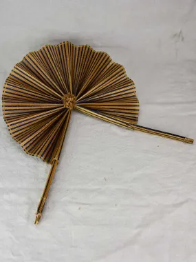 Antique French hand fan - straw
