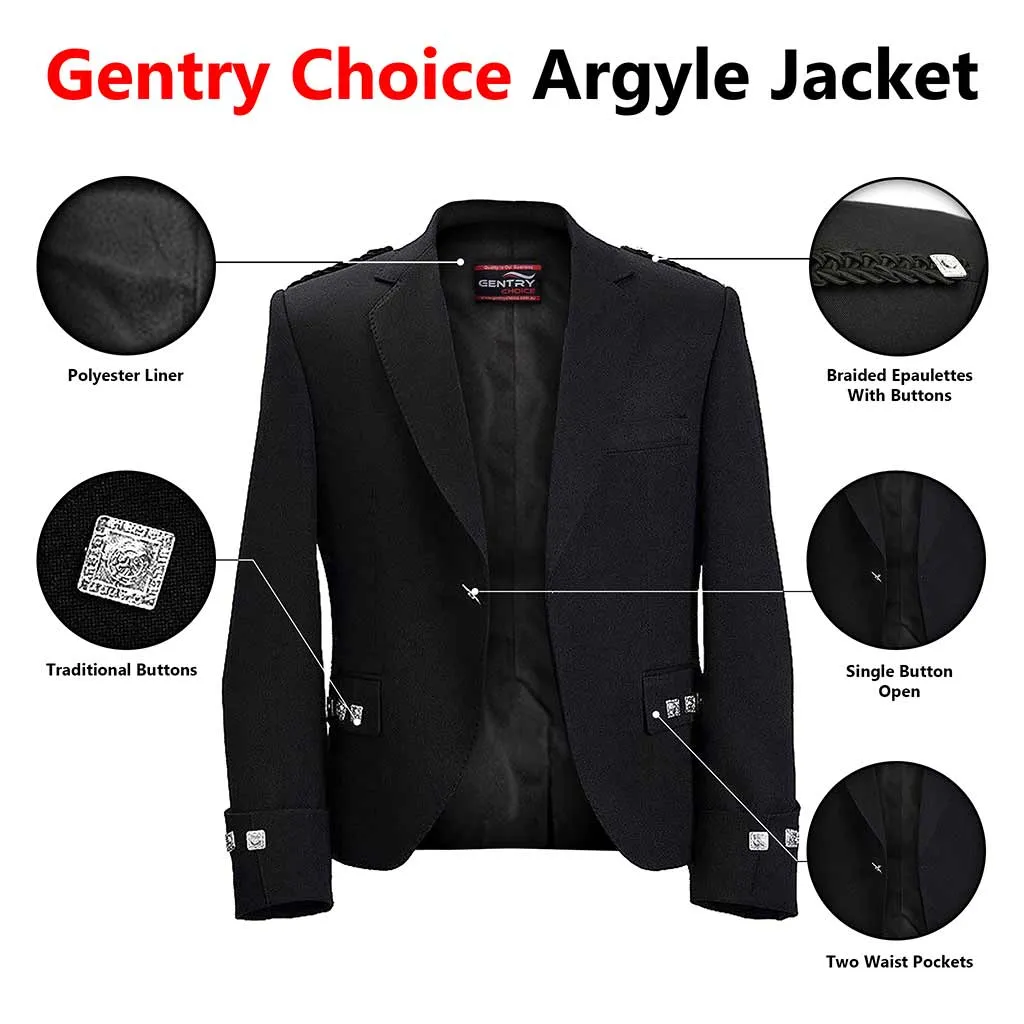 Argyle Jacket & Vest Black Scottish Outfit