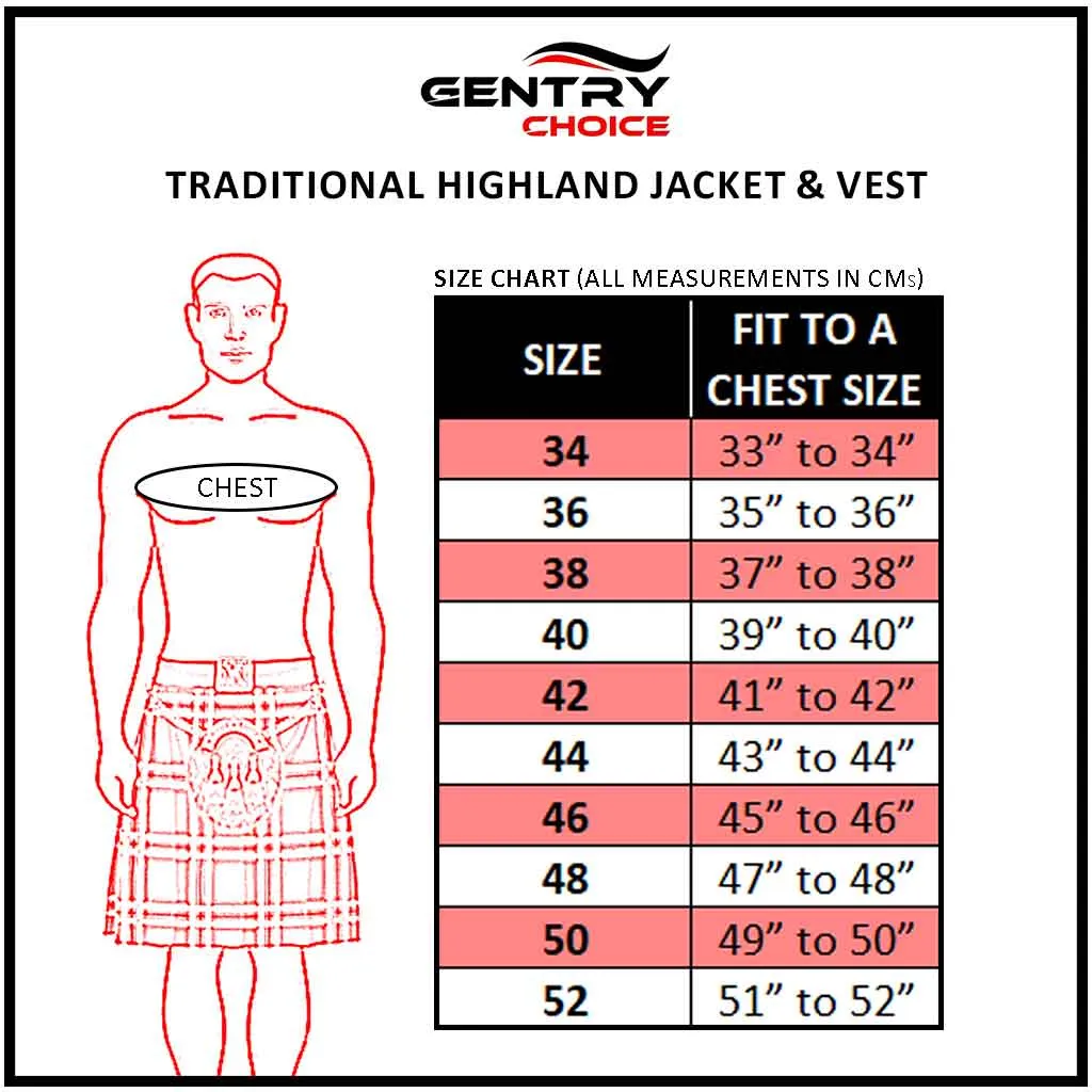 Argyle Jacket & Vest Black Scottish Outfit