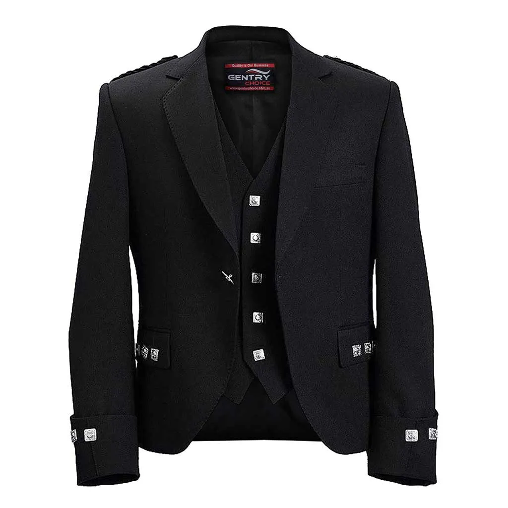 Argyle Jacket & Vest Black Scottish Outfit