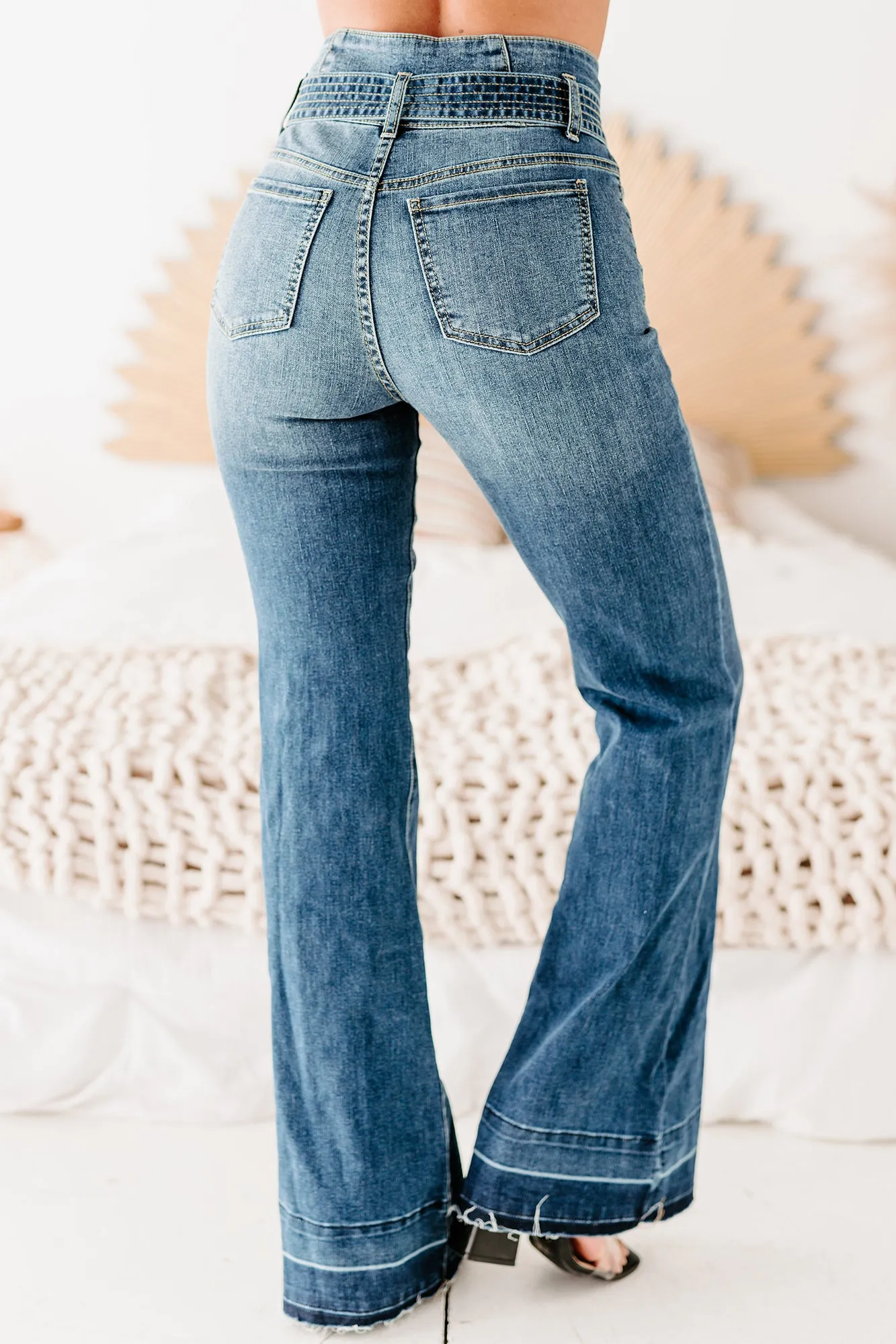 Ari Tie Waist Flared Sneak Peek Jeans (Medium)