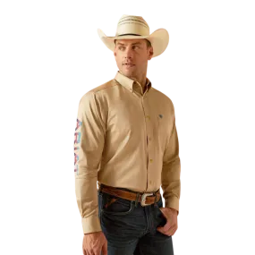 Ariat Men's Team Logo Twill Classic Fit Khaki Shirt