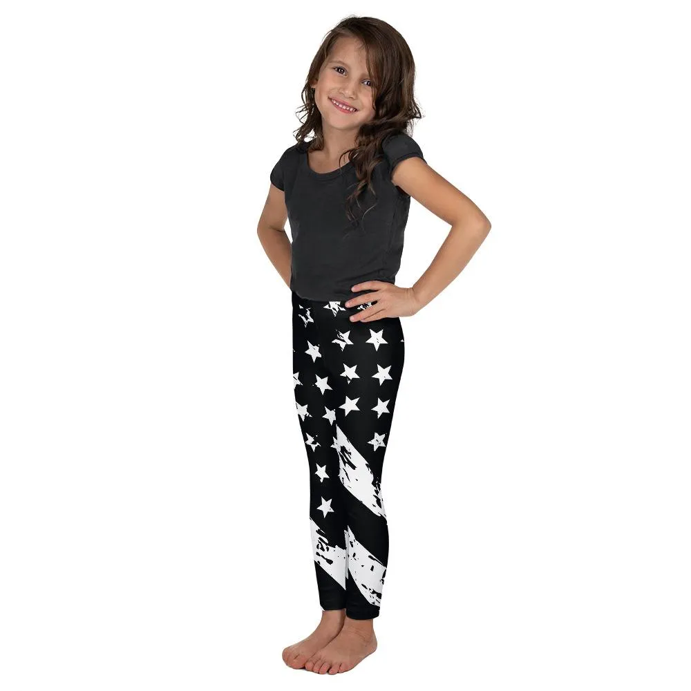 Black & White American Flag Kid's Leggings