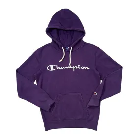CHAMPION Classic Embroidered Big Logo Spellout Purple Pullover Hoodie