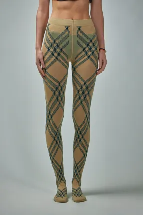 Check Wool Blend Tights