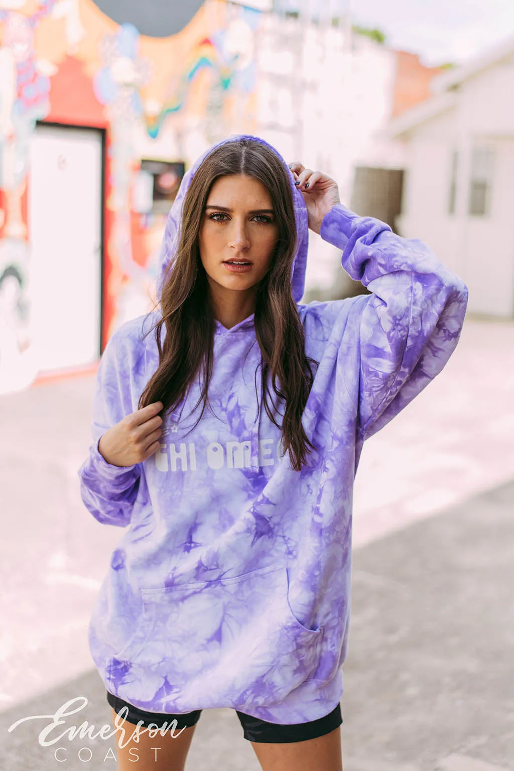 Chi Omega Lavender Crystal Wash Hoodie