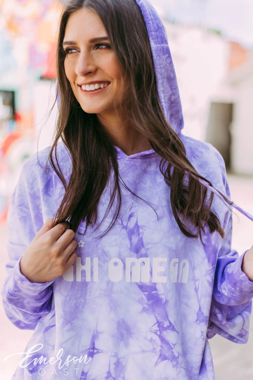 Chi Omega Lavender Crystal Wash Hoodie