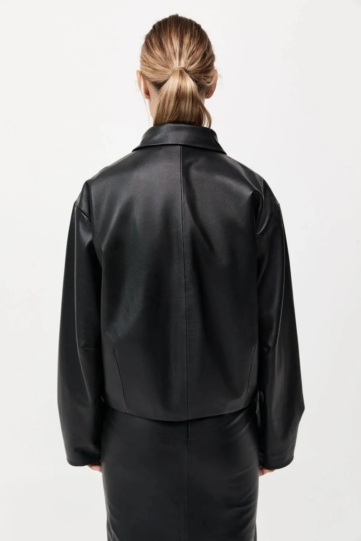 Cocoon Leather Jacket in Black