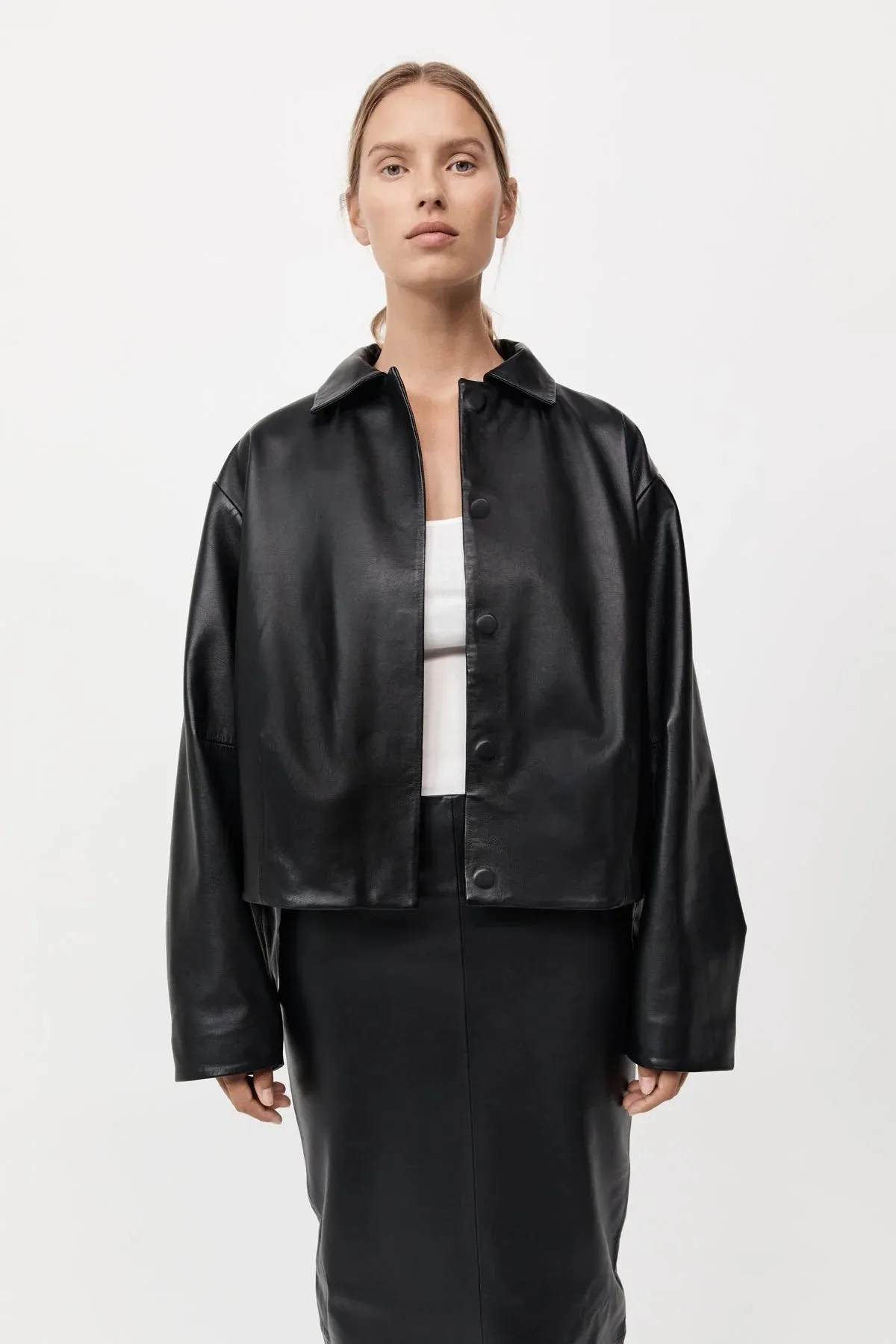 Cocoon Leather Jacket in Black
