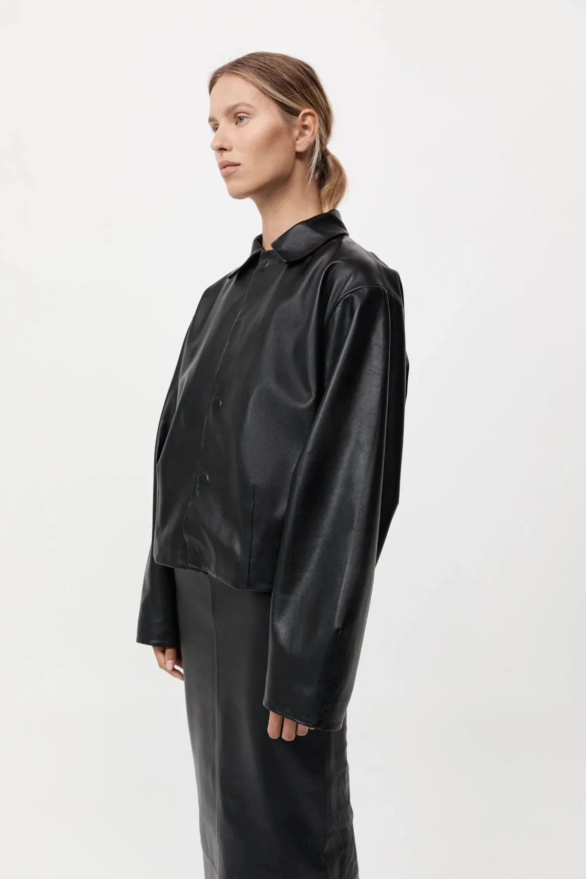 Cocoon Leather Jacket in Black