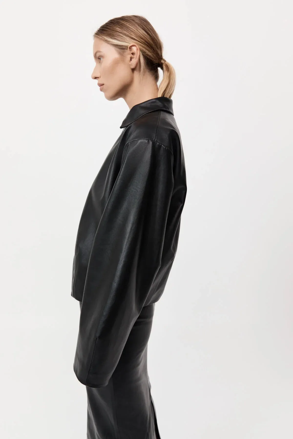 Cocoon Leather Jacket in Black