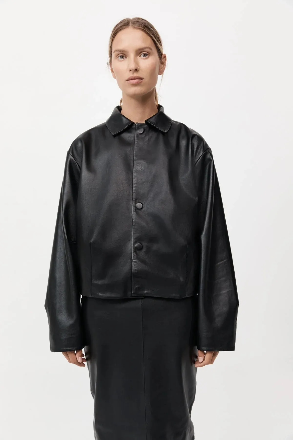 Cocoon Leather Jacket in Black