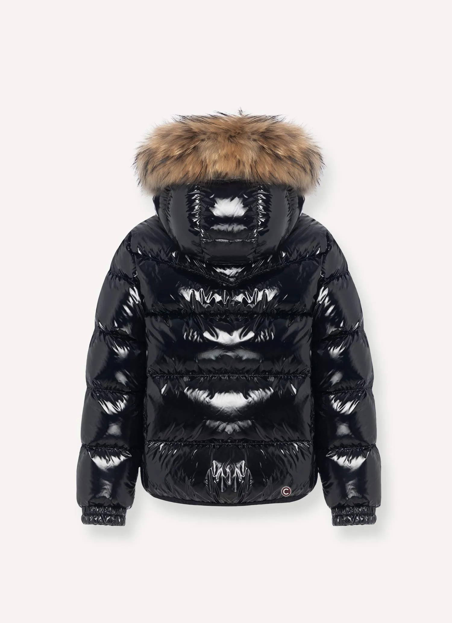 Colmar Black Shiny Down Coat With Fur