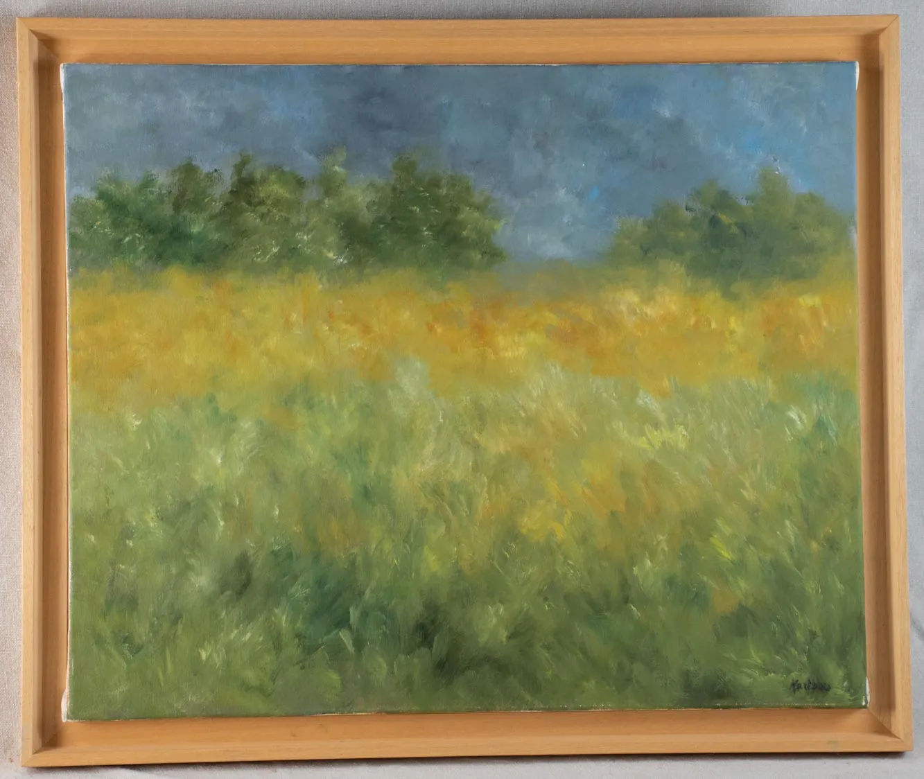 Contemporary landscape painting by Karibou - “La Bourrasque” 22½" x 26¾"
