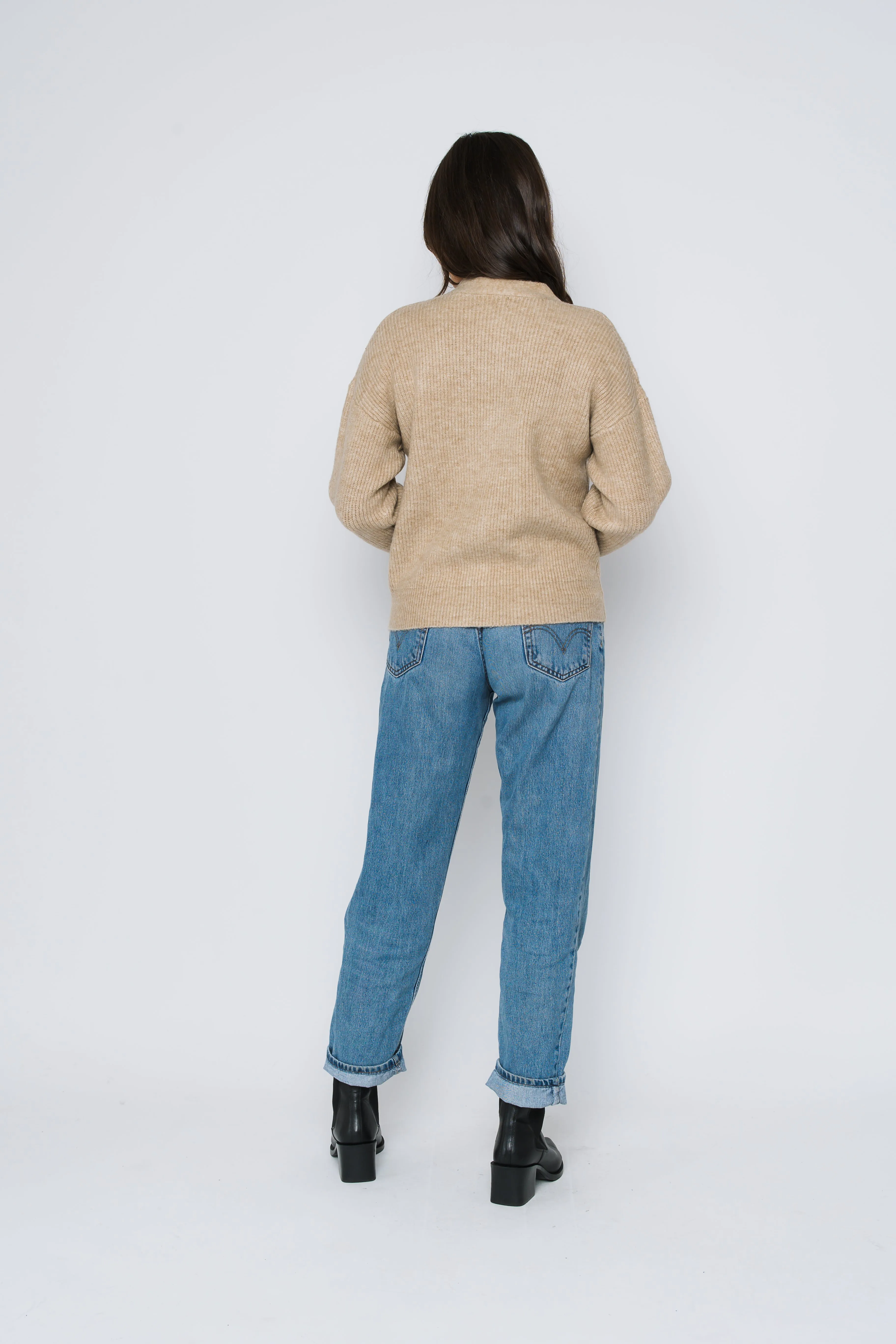 Crystal-Button Front Cardigan