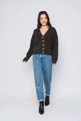 Crystal-Button Front Cardigan