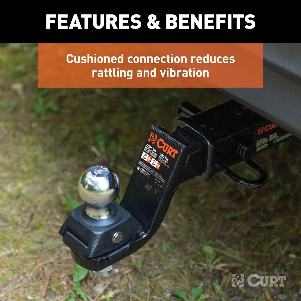 Curt RockerBall Cushion Hitch 7.5K 3" Drop | 2" Shank | 2" Ball