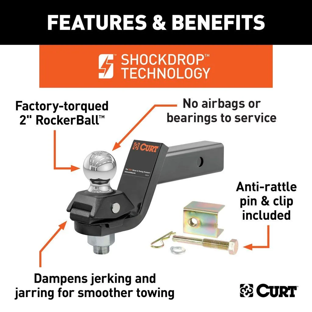 Curt RockerBall Cushion Hitch 7.5K 3" Drop | 2" Shank | 2" Ball