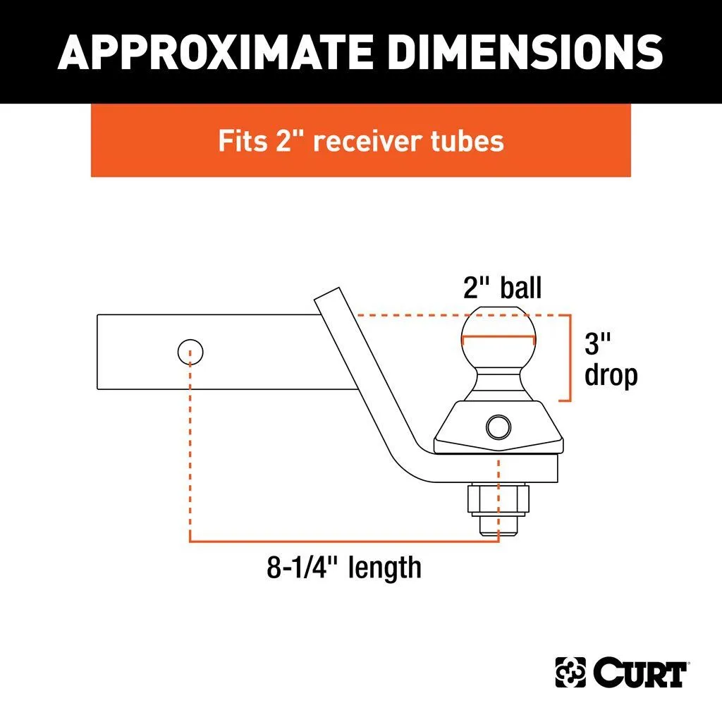 Curt RockerBall Cushion Hitch 7.5K 3" Drop | 2" Shank | 2" Ball