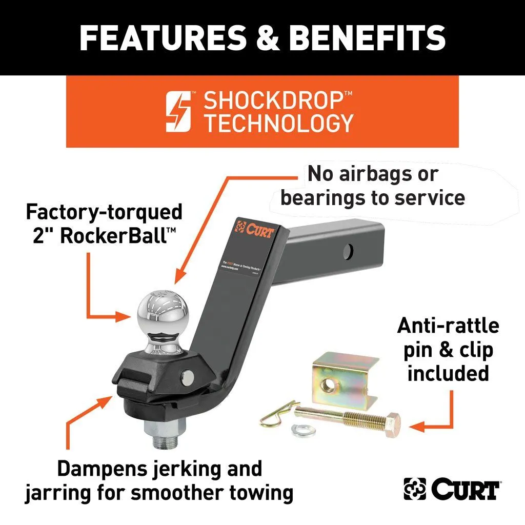 Curt RockerBall Cushion Hitch 7.5K 5" Drop | 2" Shank | 2" Ball