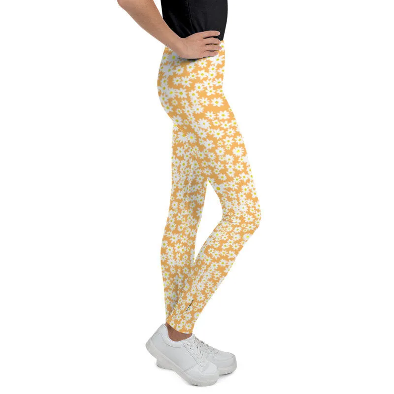 Daisy Orange Girls Leggings
