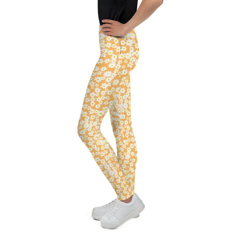 Daisy Orange Girls Leggings