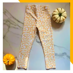 Daisy Orange Girls Leggings