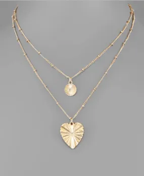 Disc & Heart Layer Necklace