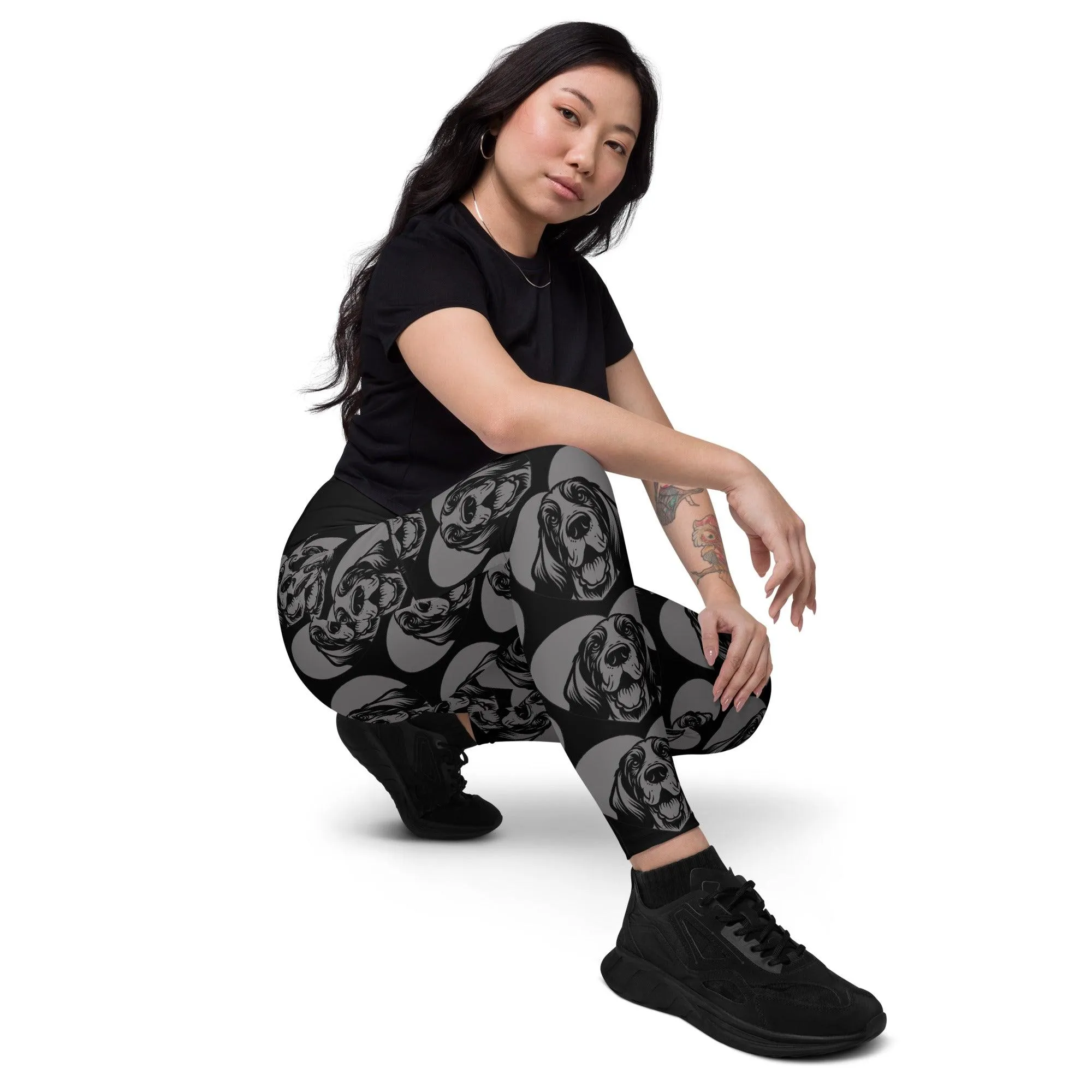 DOG BREED LEGGINGS with pockets - GRAND BASSET GRIFFON VENDÉEN - HERTTAHOUND - grey