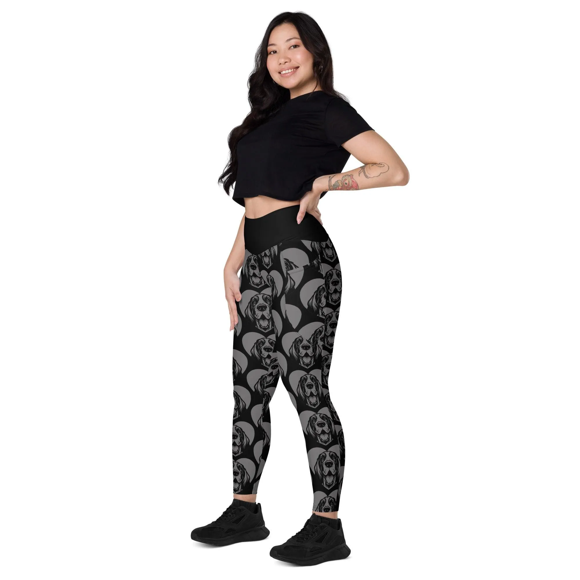 DOG BREED LEGGINGS with pockets - GRAND BASSET GRIFFON VENDÉEN - HERTTAHOUND - grey