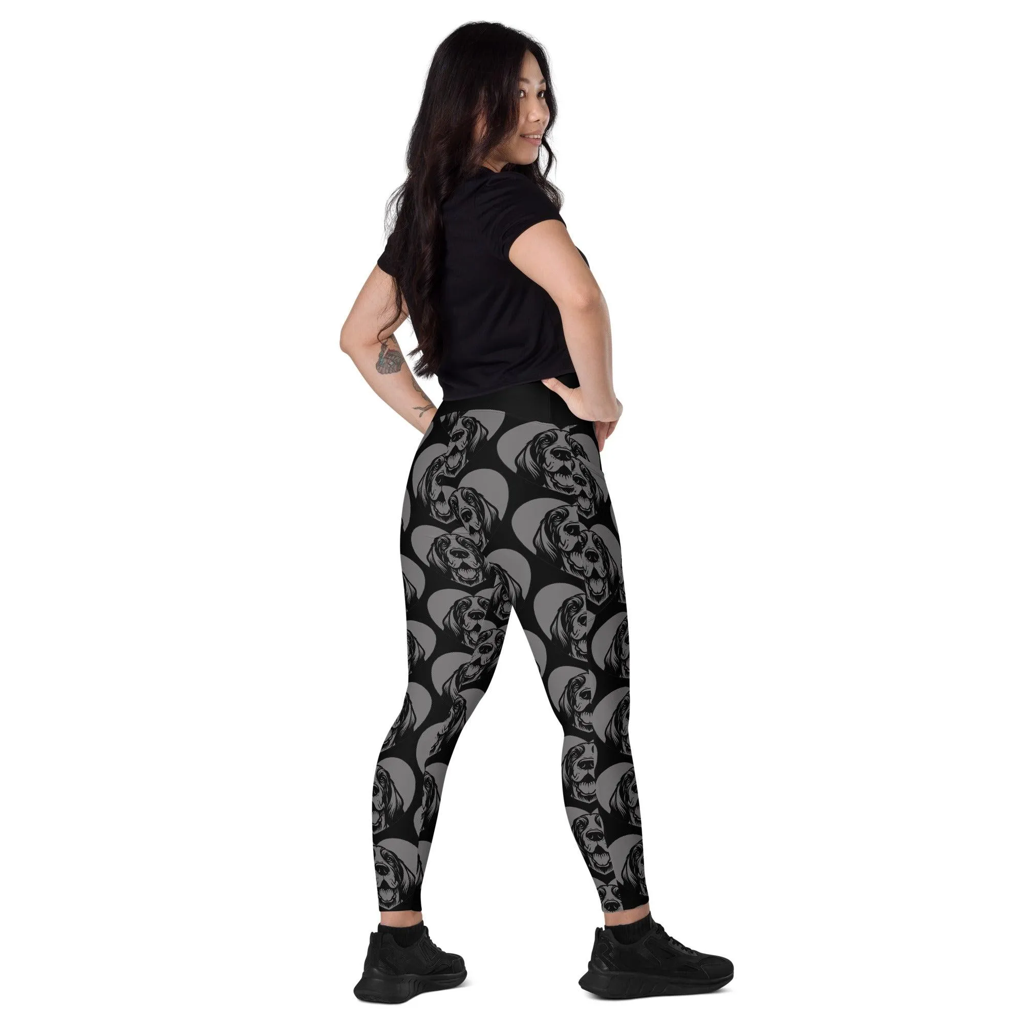 DOG BREED LEGGINGS with pockets - GRAND BASSET GRIFFON VENDÉEN - HERTTAHOUND - grey