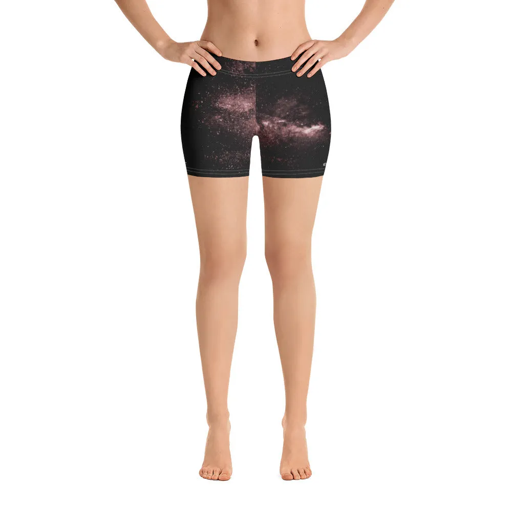 Dusty Brown Galaxy Women's Shorts, Space Milky Way Short Tights For Ladies-Made in USA/EU