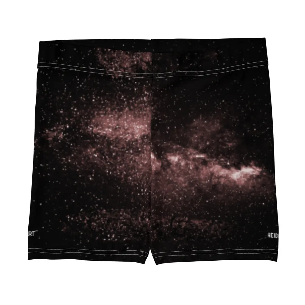 Dusty Brown Galaxy Women's Shorts, Space Milky Way Short Tights For Ladies-Made in USA/EU